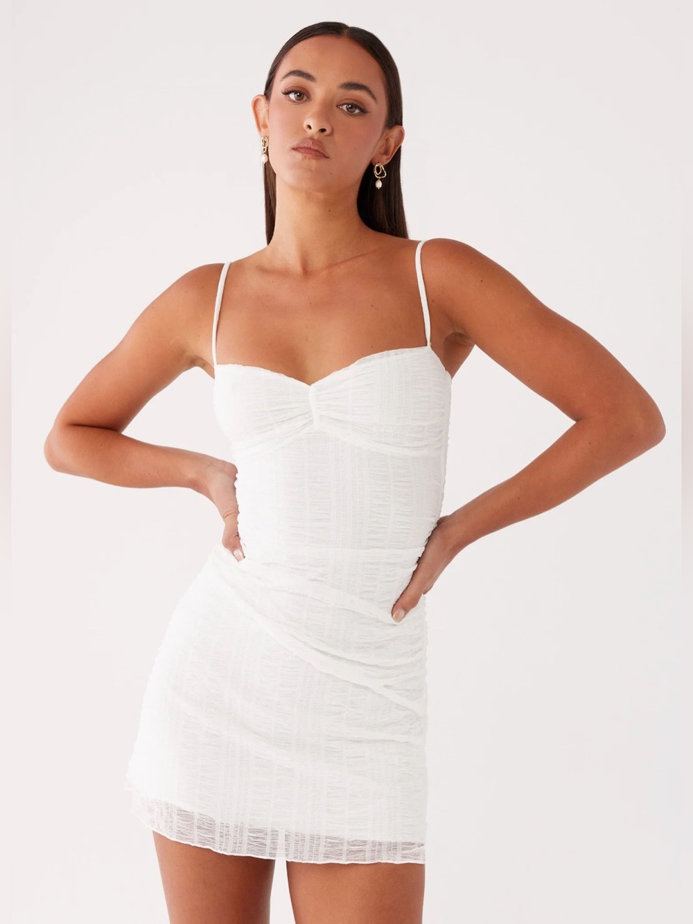 Peppermayo Mesh Mini Dress - White